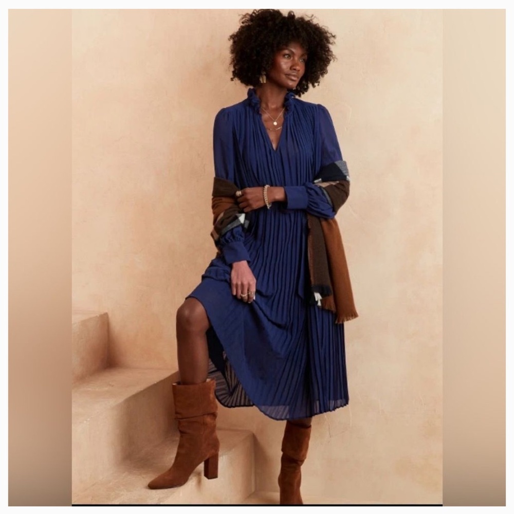 Banana Republic Factory XL Tall Navy Chiffon Dress